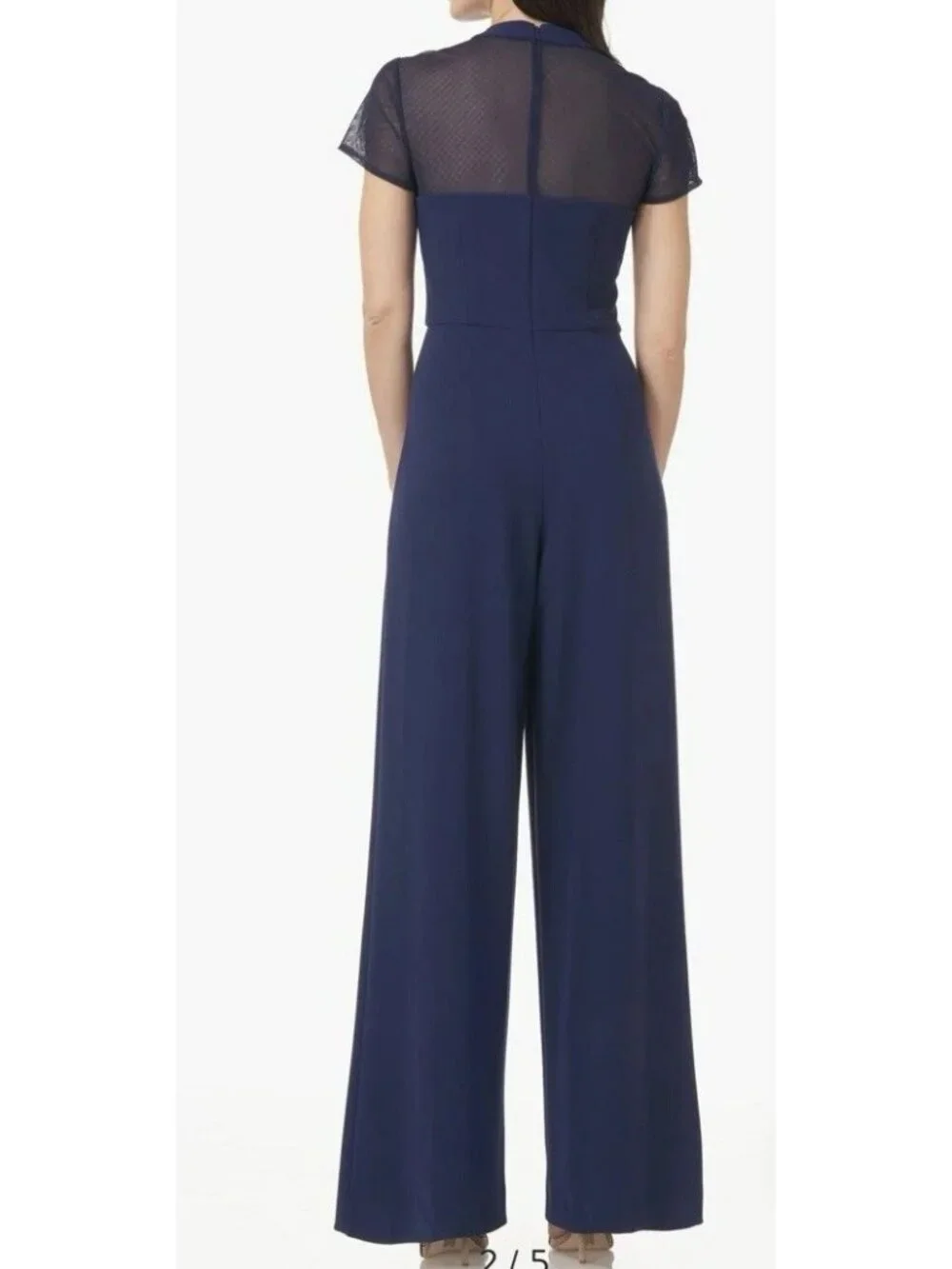 JS Collections Calista Peplum Jumpsuit Womens Size 14 Navy Wide Leg Formal NWT - Picture 4 of 16